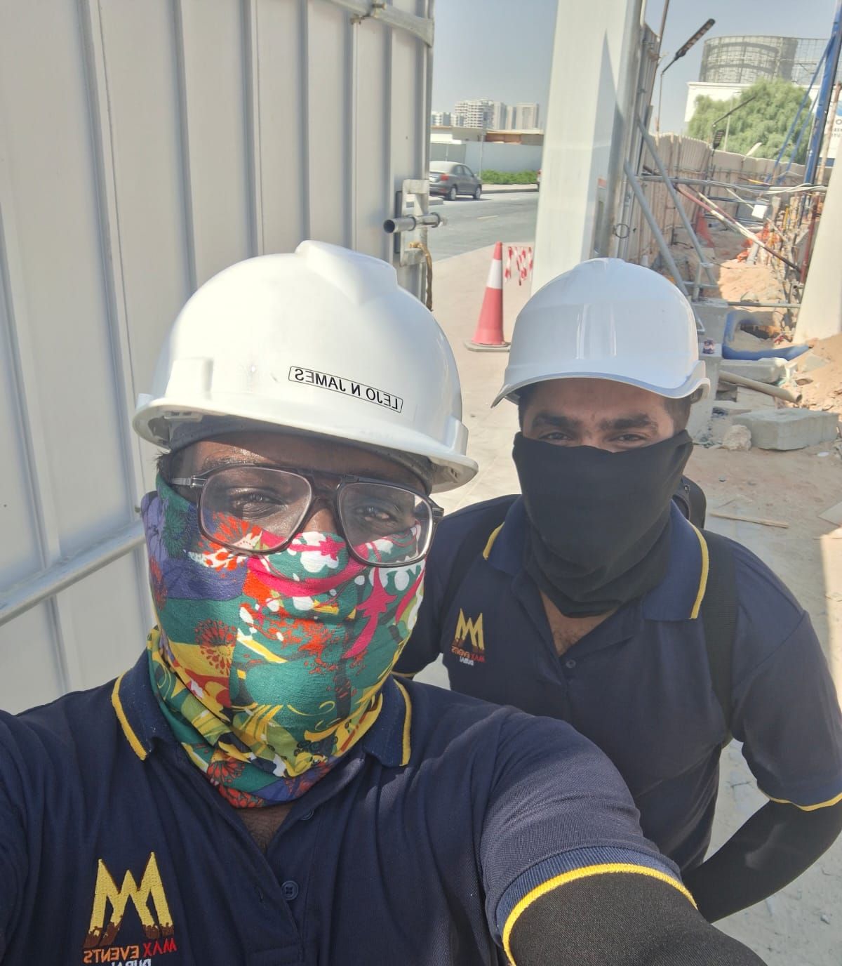 Max Events Dubai team in hard hats on the Weston by Wadan construction site during groundbreaking ceremony setup